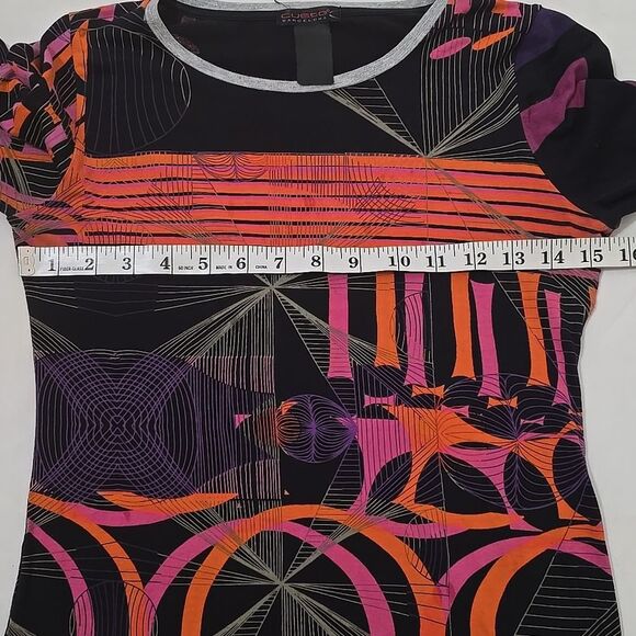 Custo Barcelona Vintage Colorful Geometric Long Sleeve Top S - Picture 4 of 6